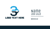 Blue Pen Number 3 Business Card Image Preview