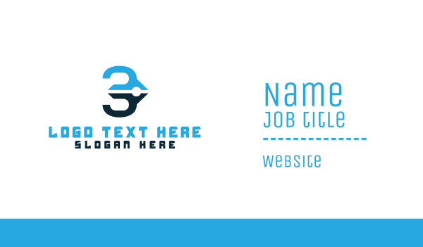 Blue Pen Number 3 Business Card Design Image Preview