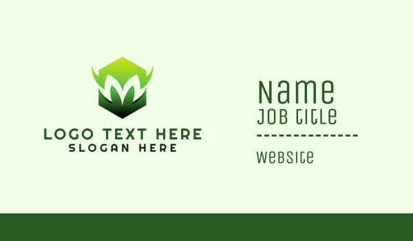 Green Hexagon Letter M   Business Card Design Image Preview