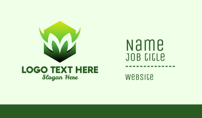 Green Hexagon Letter M   Business Card