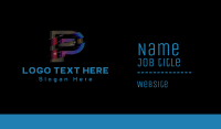 Gradient Glitch Letter P Business Card Preview