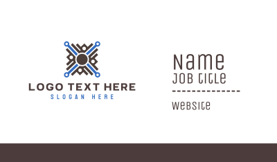 Tech Circuit Letter X Business Card Image Preview