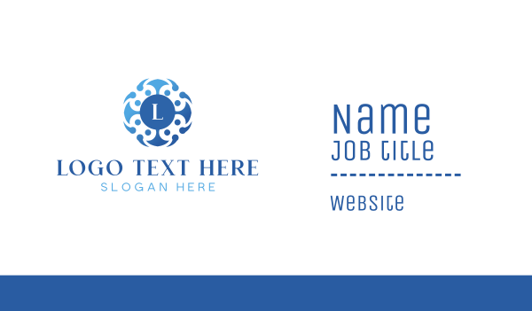 Blue Wreath Lettermark Business Card Design Image Preview