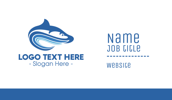 Blue Wave Fish  Business Card Design Image Preview
