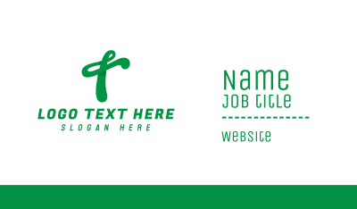 Green Script T Business Card Image Preview