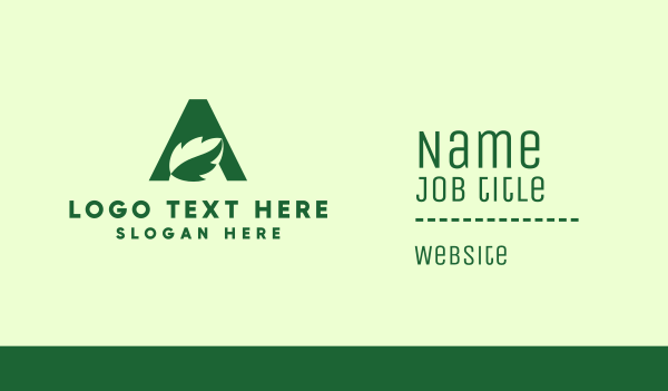 Green Eco Letter A Business Card Design Image Preview