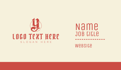 Red Blackletter Letter Y Business Card Image Preview