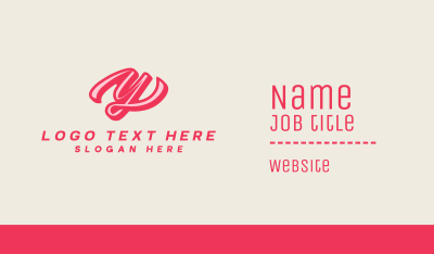 Pink Cursive Letter Y Business Card Image Preview