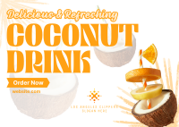 Refreshing Coconut Drink Postcard Design