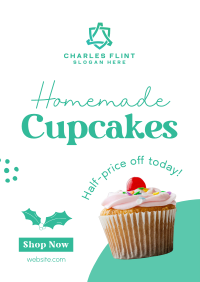 Cupcake Christmas Sale Poster Design