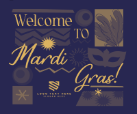 Mardi Gras Mask Welcome Facebook Post Design