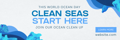 Ocean Day Clean Up Drive Twitter header (cover) Image Preview