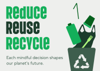 Reduce Reuse Recycle Waste Management Postcard Design