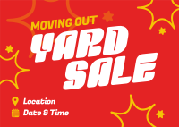 Moving Out Yard Sale Postcard Image Preview