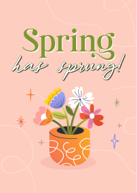 Spring Flower Pot Poster Design
