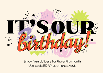 Retro Birthday Promo Postcard Image Preview