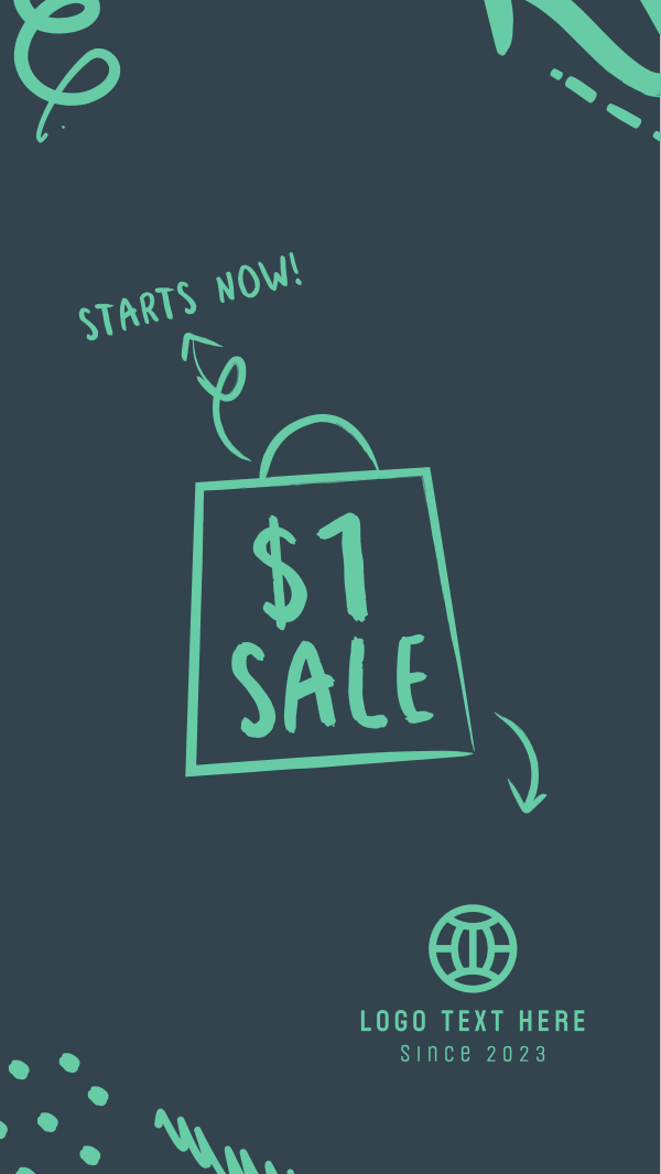 $1 Sale Doodle Facebook Story Design Image Preview