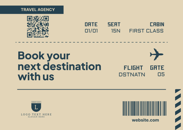 Plane Ticket Postcard Design Image Preview