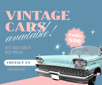 Vintage Cars Available Facebook Post Design