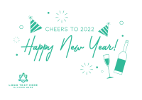 Cheers to New Year Postcard Design