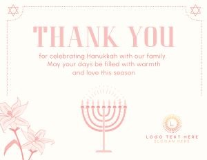 Hanukkah Lilies Thank You Card Image Preview