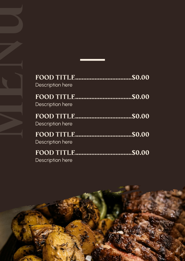 Main Course Steak Menu Design Image Preview