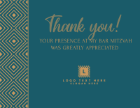 Happy Bar Mitzvah Thank You Card Image Preview