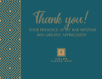 Happy Bar Mitzvah Thank You Card Design