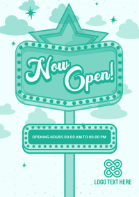 Retro Opening Announcement Flyer Design