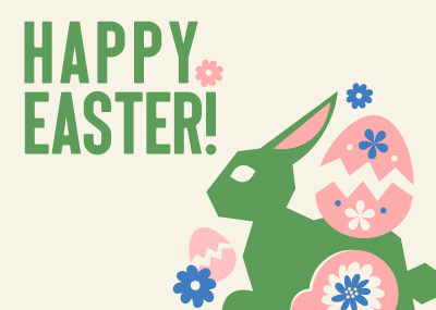 Floral Easter Bunny  Postcard Image Preview