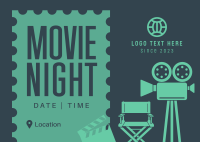 Minimalist Movie Night Postcard Design