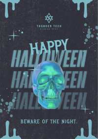 Grunge Futuristic Halloween Poster Image Preview