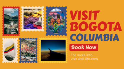 Travel to Colombia Postage Stamps Facebook event cover Image Preview