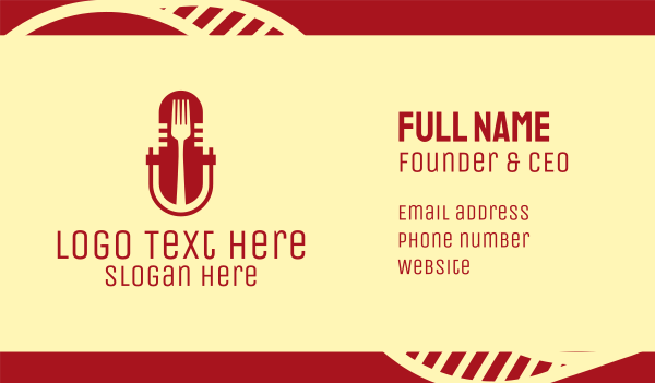 Fork Microphone Talk Show  Business Card Design Image Preview