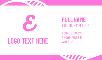 Cursive Pink Letter E Business Card