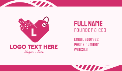 Pink City Heart Tag Lettermark Business Card Image Preview
