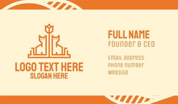 Orange Flower Cat Business Card Design Image Preview