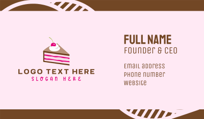 Pink Cherry Cake Business Card Image Preview