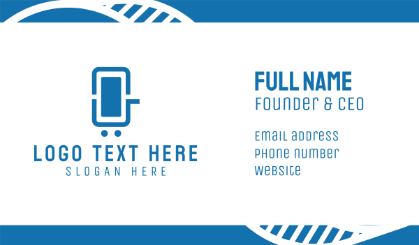 Blue Phone Shopping Cart Business Card Design Image Preview