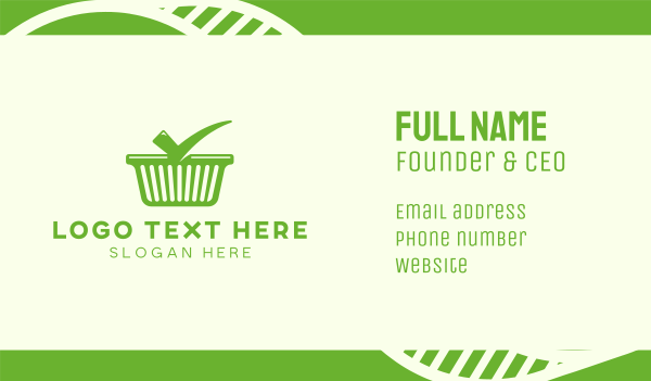 Green Check Shopping Basket Business Card Design Image Preview
