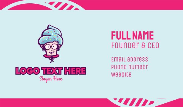 Sweet Old Lady Cupcake Business Card Design Image Preview