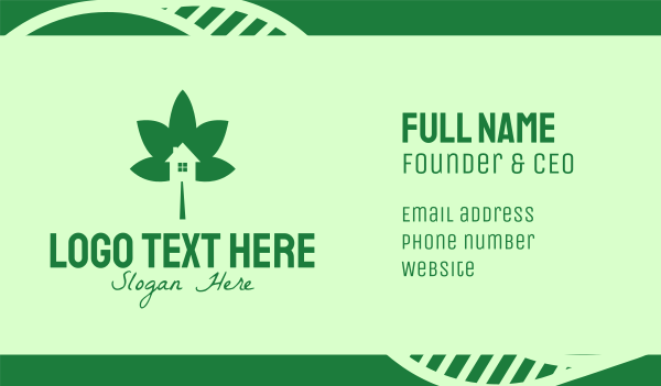 Green Cannabis Leaf House  Business Card Design Image Preview