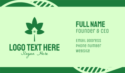 Green Cannabis Leaf House  Business Card Image Preview