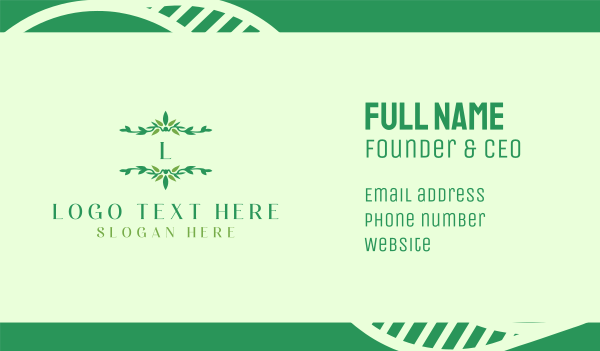 Green Ornamental Lettermark Business Card Design Image Preview