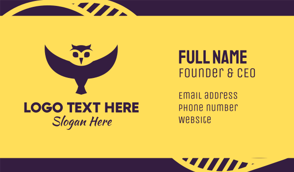 Purple Minimalist Owl Business Card Design Image Preview