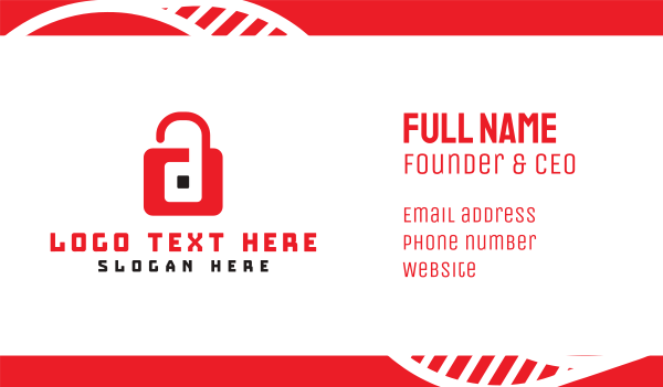 Red D Padlock Business Card Design Image Preview