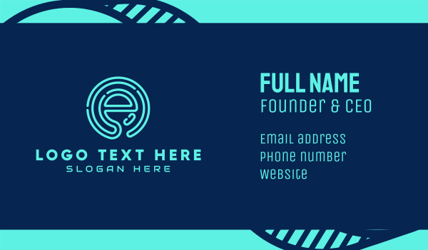 Neon Tech Letter E  Business Card Design Image Preview