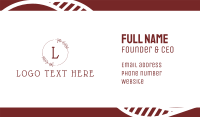 Maroon Floral Wreath Lettermark Business Card Image Preview