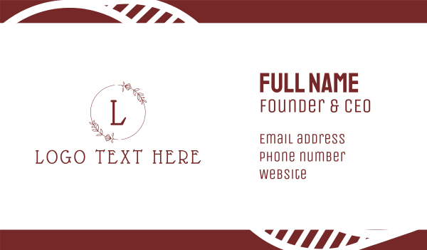 Maroon Floral Wreath Lettermark Business Card Design Image Preview