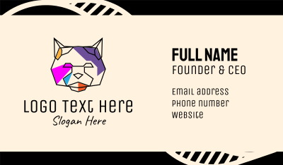 Colorful Cat Line Art Business Card